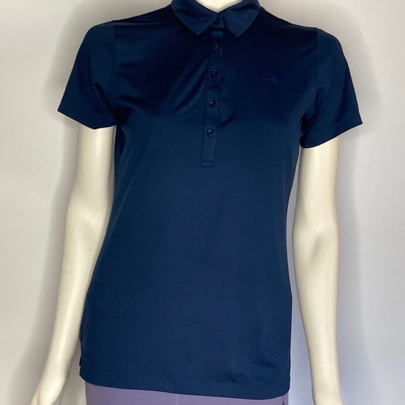 Under Armour 1/2 button down blue Polo Top  Sz medium - Picture 2 of 6